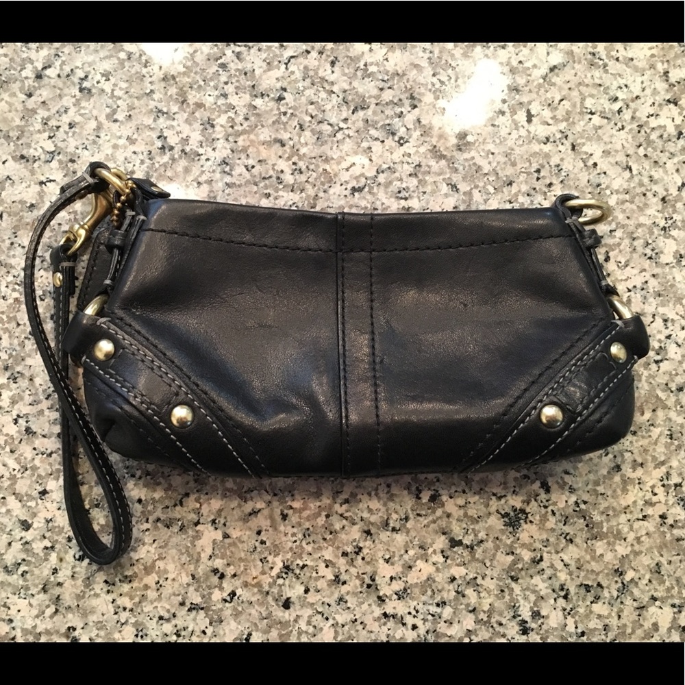 Black leather Coach clutch